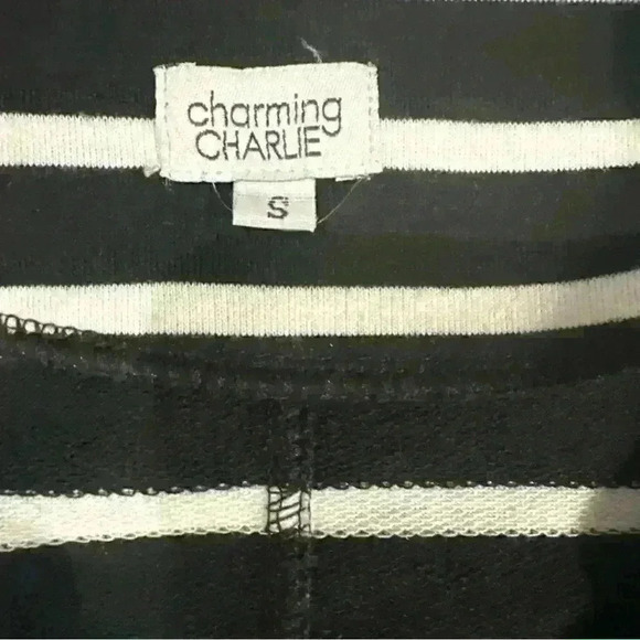 Charming Charlie Women's Black & White Striped Jacket W/Sailor Buttons - Picture 7 of 8